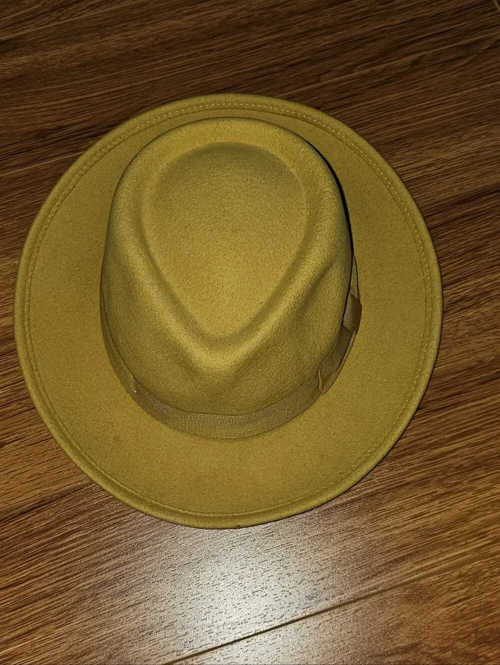 Urban Outfitters (UO) Flat Brim Wool Fedora Hat in Mustard Yellow